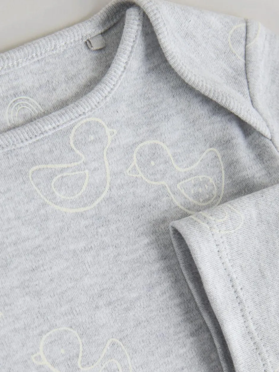 Next Grey Long Sleeved Baby Bodysuits 5 Pack Clearance