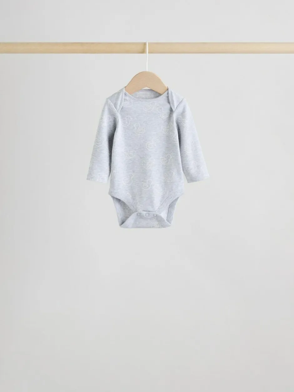 Next Grey Long Sleeved Baby Bodysuits 5 Pack Clearance