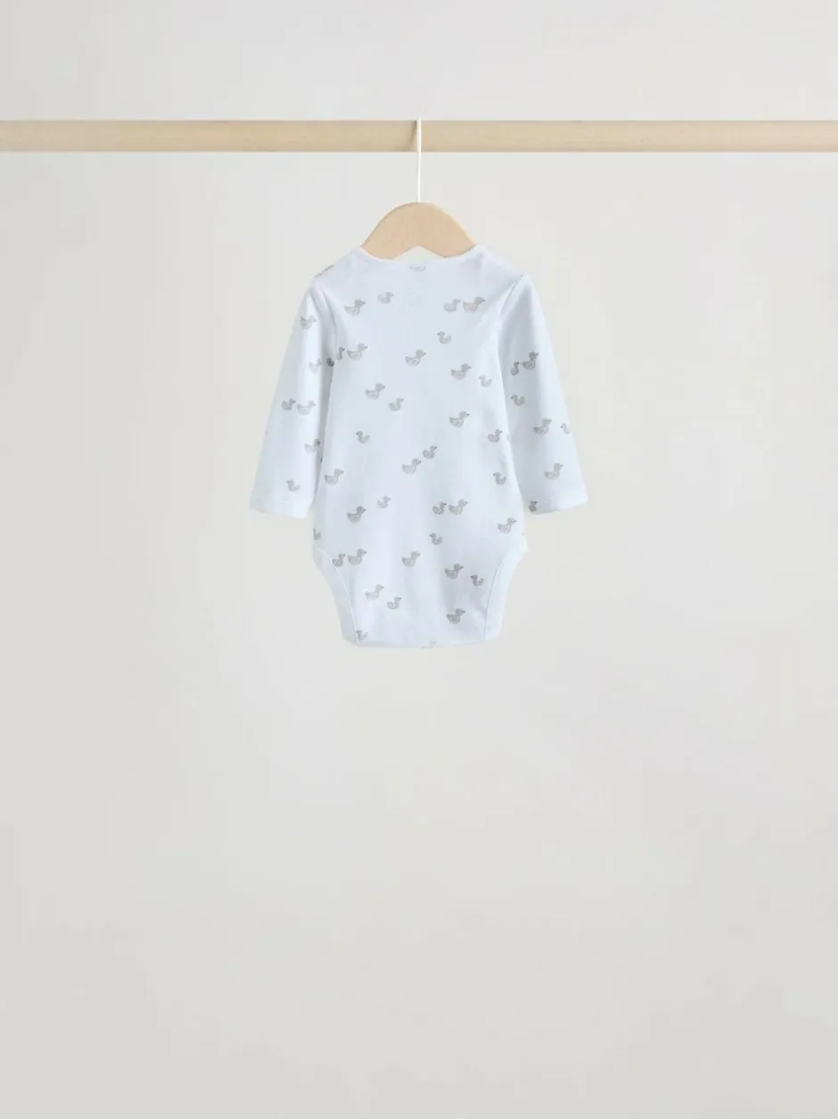 Next Grey Long Sleeved Baby Bodysuits 5 Pack Clearance