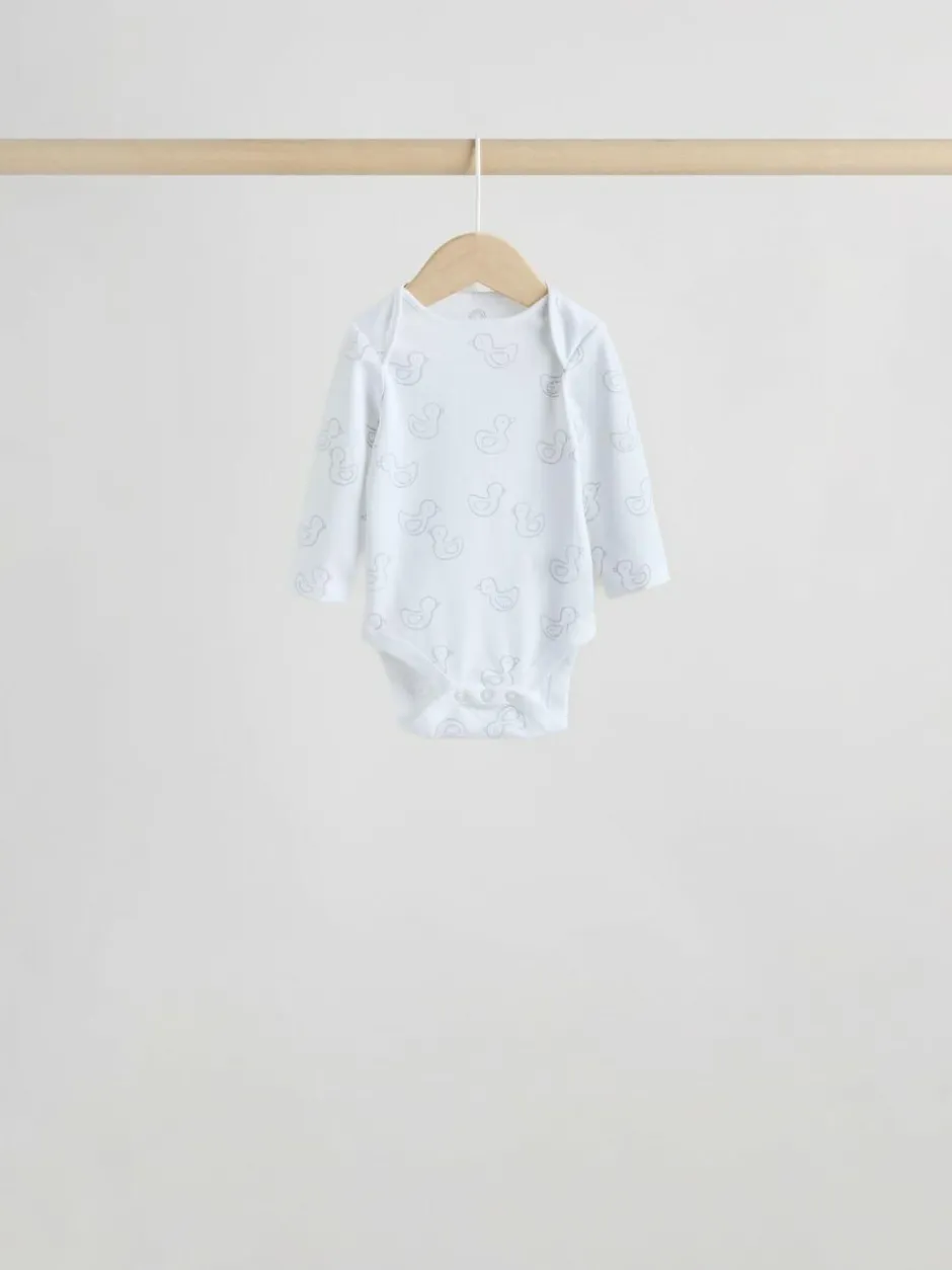 Next Grey Long Sleeved Baby Bodysuits 5 Pack Clearance