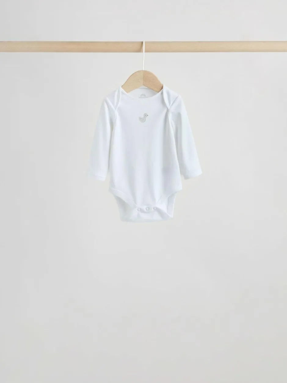 Next Grey Long Sleeved Baby Bodysuits 5 Pack Clearance