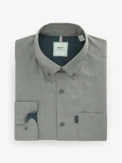 Next Grey Marl Regular Fit Button Down Easy Iron Oxford Shirt Online