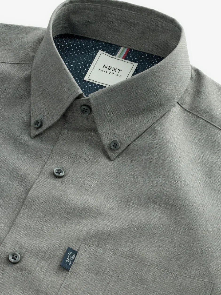Next Grey Marl Regular Fit Button Down Easy Iron Oxford Shirt Online