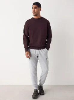 Next Slim Fit Slim Fit Brushback Heavyweight Cargo Joggers Grey Marl Outlet