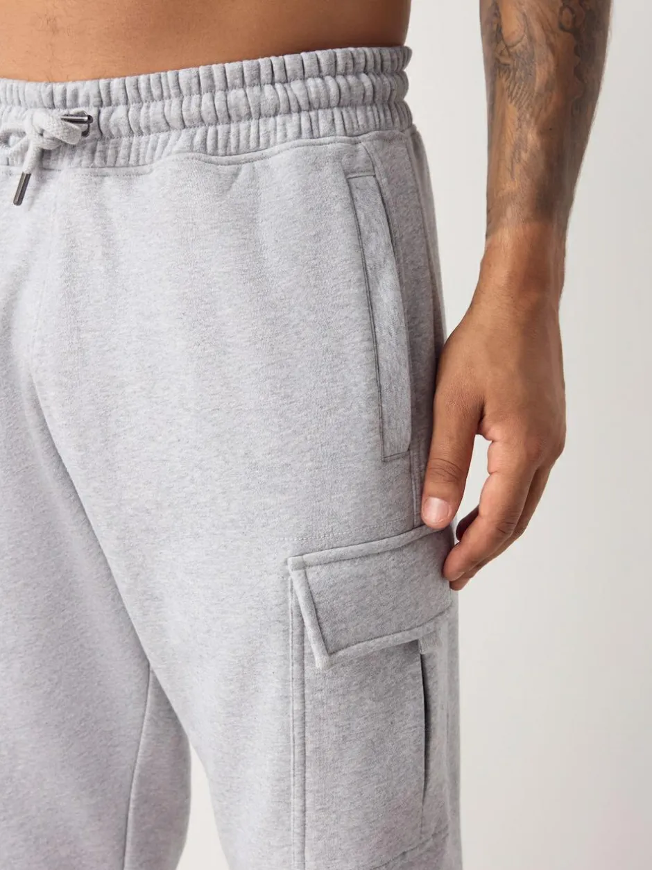 Next Slim Fit Slim Fit Brushback Heavyweight Cargo Joggers Grey Marl Outlet