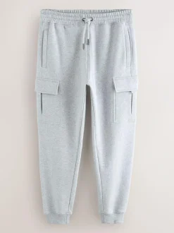 Next Slim Fit Slim Fit Brushback Heavyweight Cargo Joggers Grey Marl Outlet