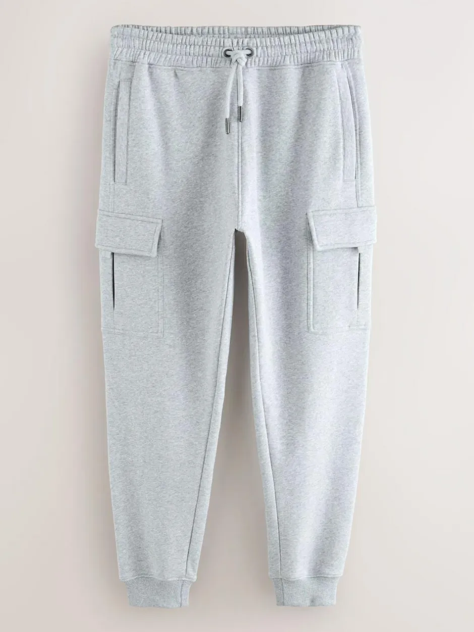 Next Slim Fit Slim Fit Brushback Heavyweight Cargo Joggers Grey Marl Outlet