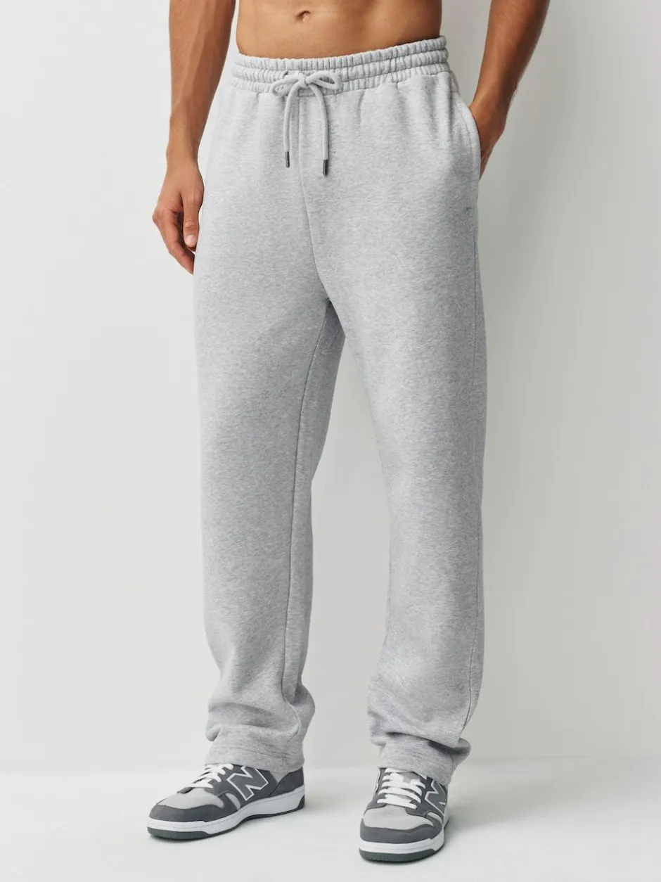 Next Straight Fit Brushback Heavyweight 2 Pack Joggers Grey Marl/Navy Blue Online