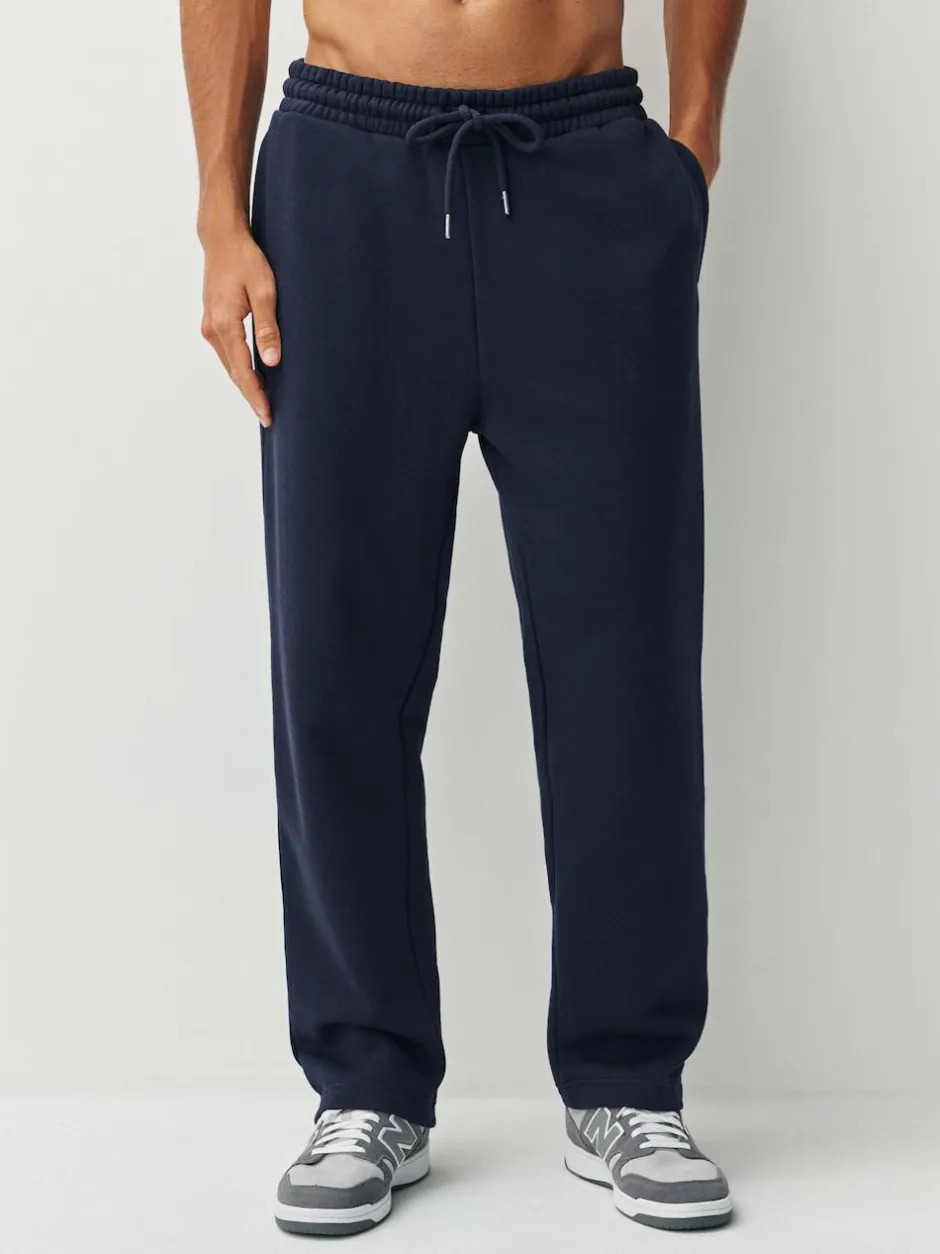 Next Straight Fit Brushback Heavyweight 2 Pack Joggers Grey Marl/Navy Blue Online