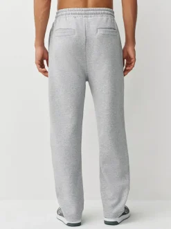 Next Straight Fit Brushback Heavyweight 2 Pack Joggers Grey Marl/Navy Blue Online