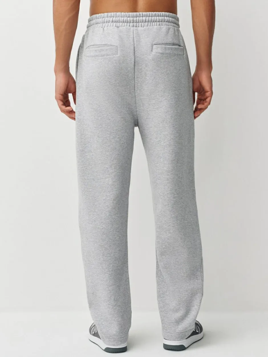 Next Straight Fit Brushback Heavyweight 2 Pack Joggers Grey Marl/Navy Blue Online