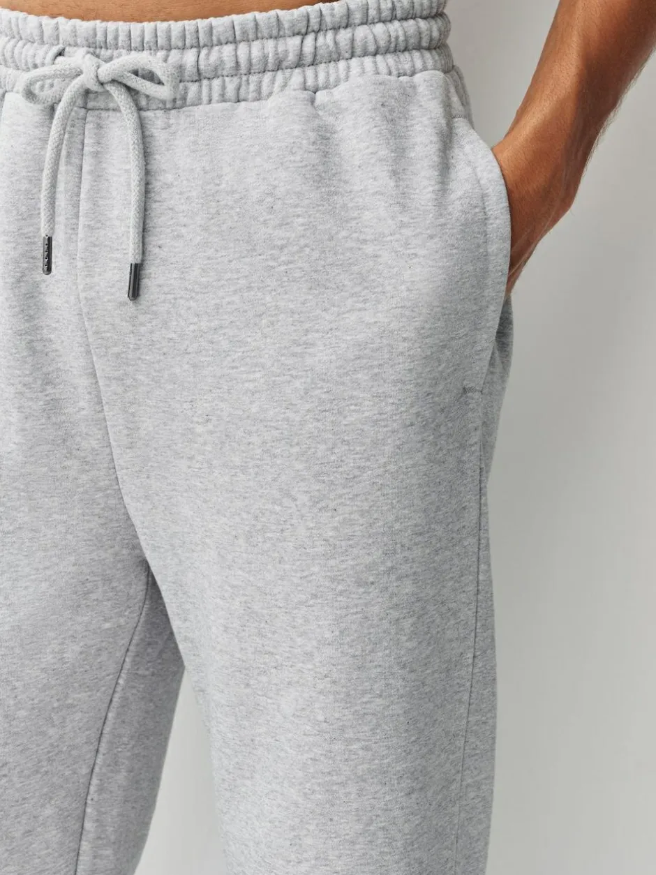 Next Straight Fit Brushback Heavyweight 2 Pack Joggers Grey Marl/Navy Blue Online