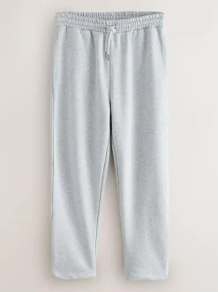 Next Straight Fit Brushback Heavyweight 2 Pack Joggers Grey Marl/Navy Blue Online