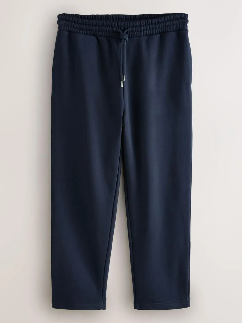 Next Straight Fit Brushback Heavyweight 2 Pack Joggers Grey Marl/Navy Blue Online