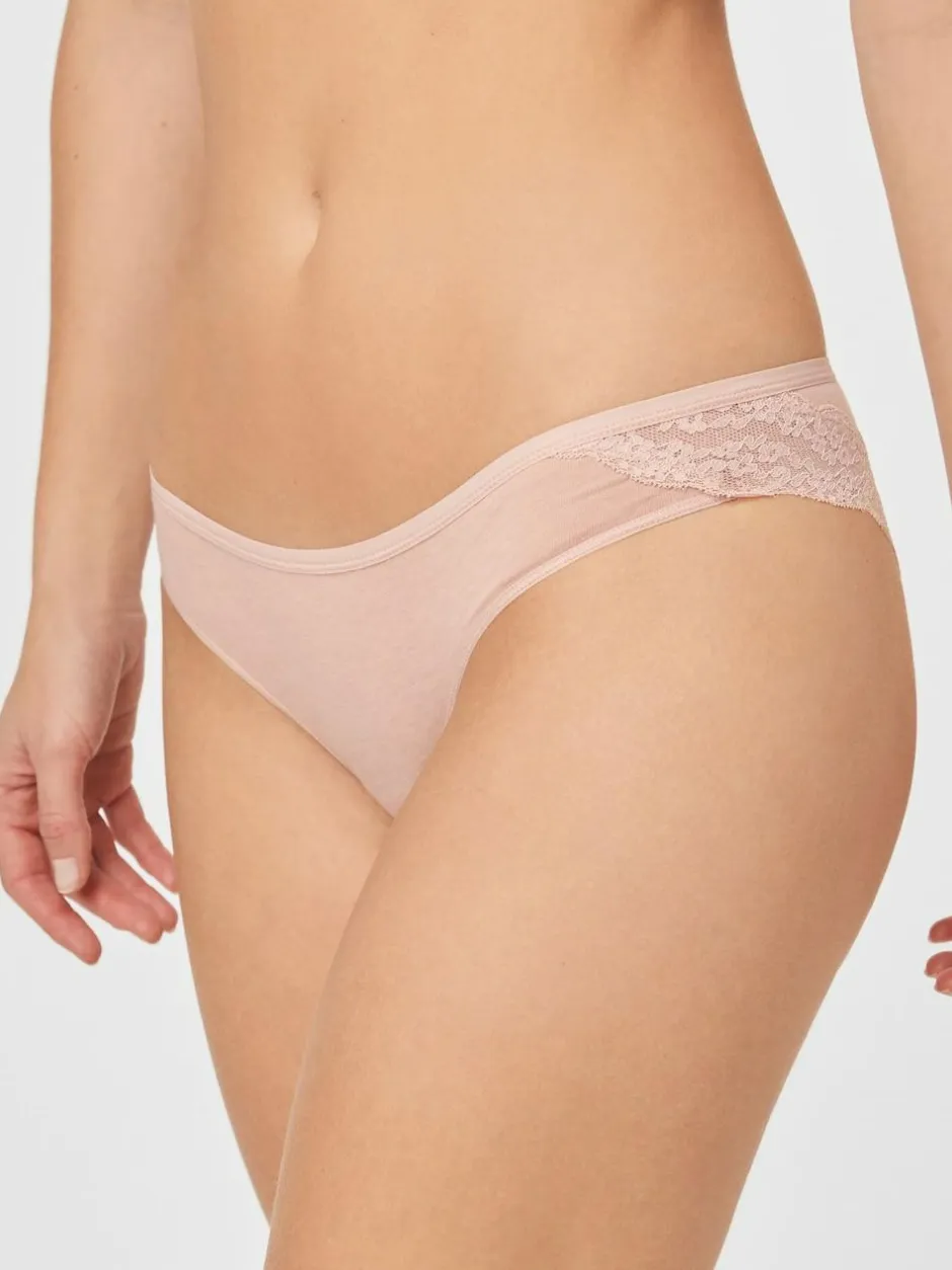Next Grey Marl/Pink/Plum Bikini Cotton Lace Knickers 4 Pack Sale
