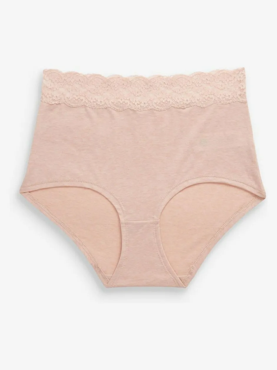 Next Grey Marl/Pink/Plum Full Brief Cotton Lace Knickers 4 Pack Best