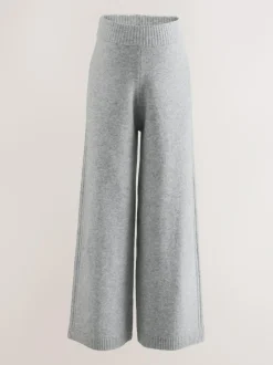 Next Grey Maternity Knitted Wide Leg Trousers Clearance