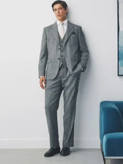 Next Merino Wool Blend Suit Waistcoat Grey Sale