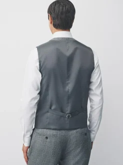 Next Merino Wool Blend Suit Waistcoat Grey Sale