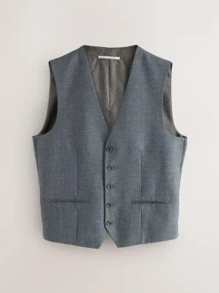 Next Merino Wool Blend Suit Waistcoat Grey Sale