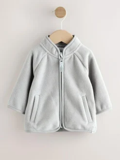 Next Micro Fleece Baby Zip Jacket (0mths-2yrs) Grey New