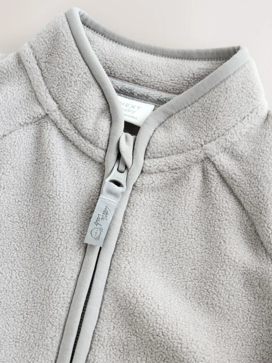 Next Micro Fleece Baby Zip Jacket (0mths-2yrs) Grey New