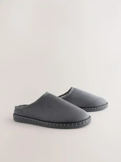 Next Microsuede Taped Mule Slippers Grey Sale