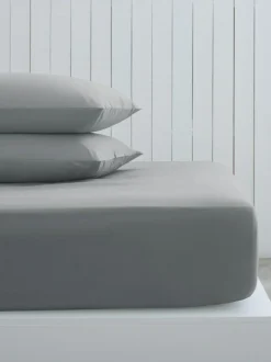 Next Grey Mid Cotton Rich Deep Fitted Bed Sheet Outlet