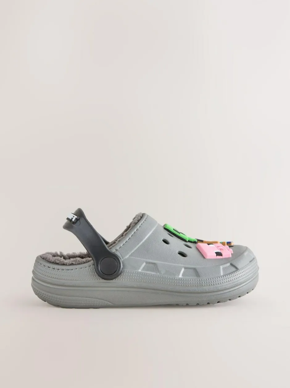 Next Minecraft Warm Lined Slipper Clogs Grey Best