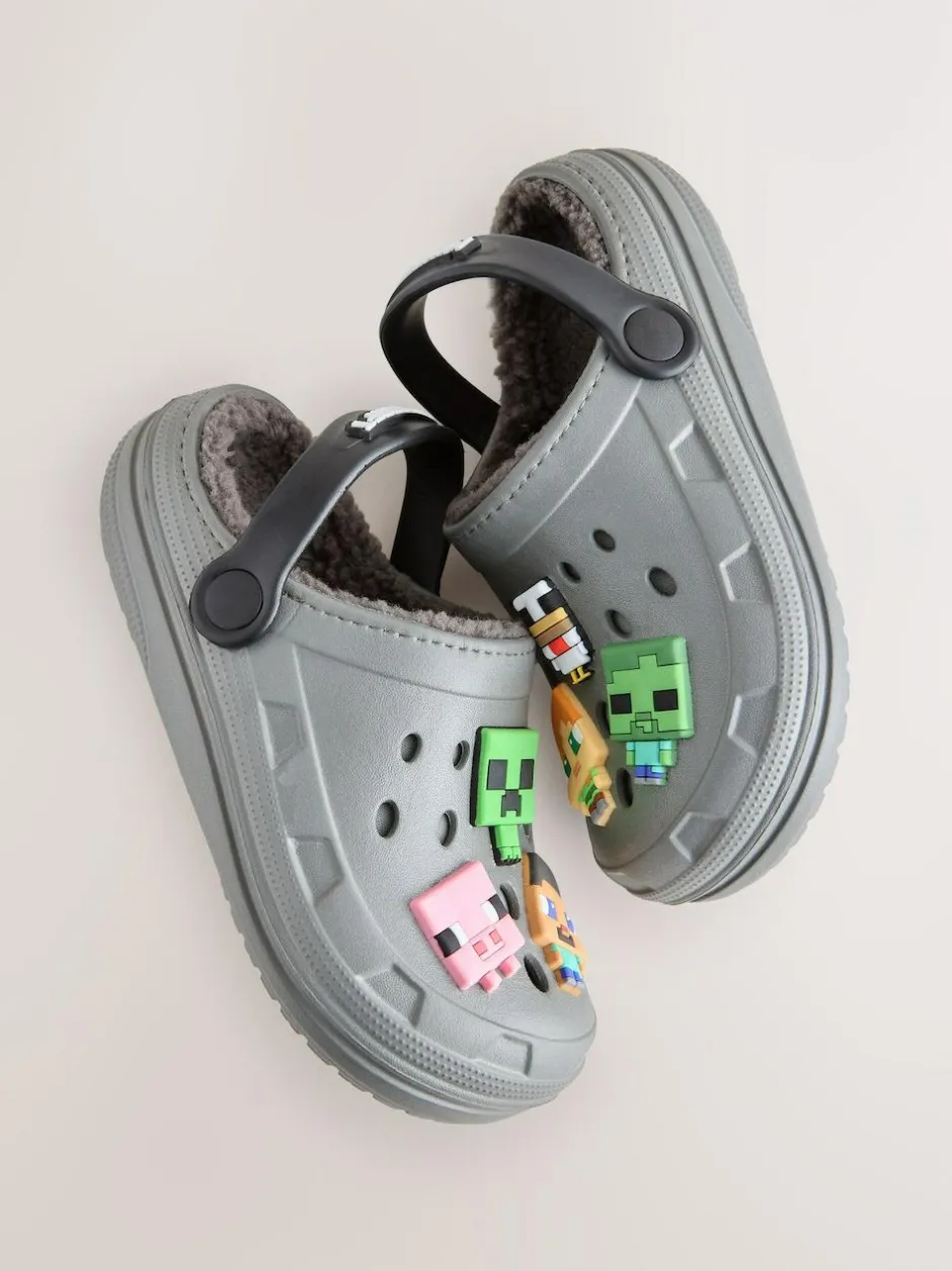 Next Minecraft Warm Lined Slipper Clogs Grey Best