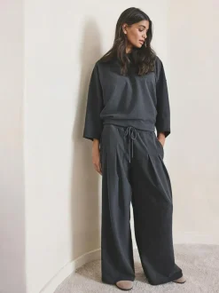Next N.Premium Wide Leg Joggers Grey Clearance