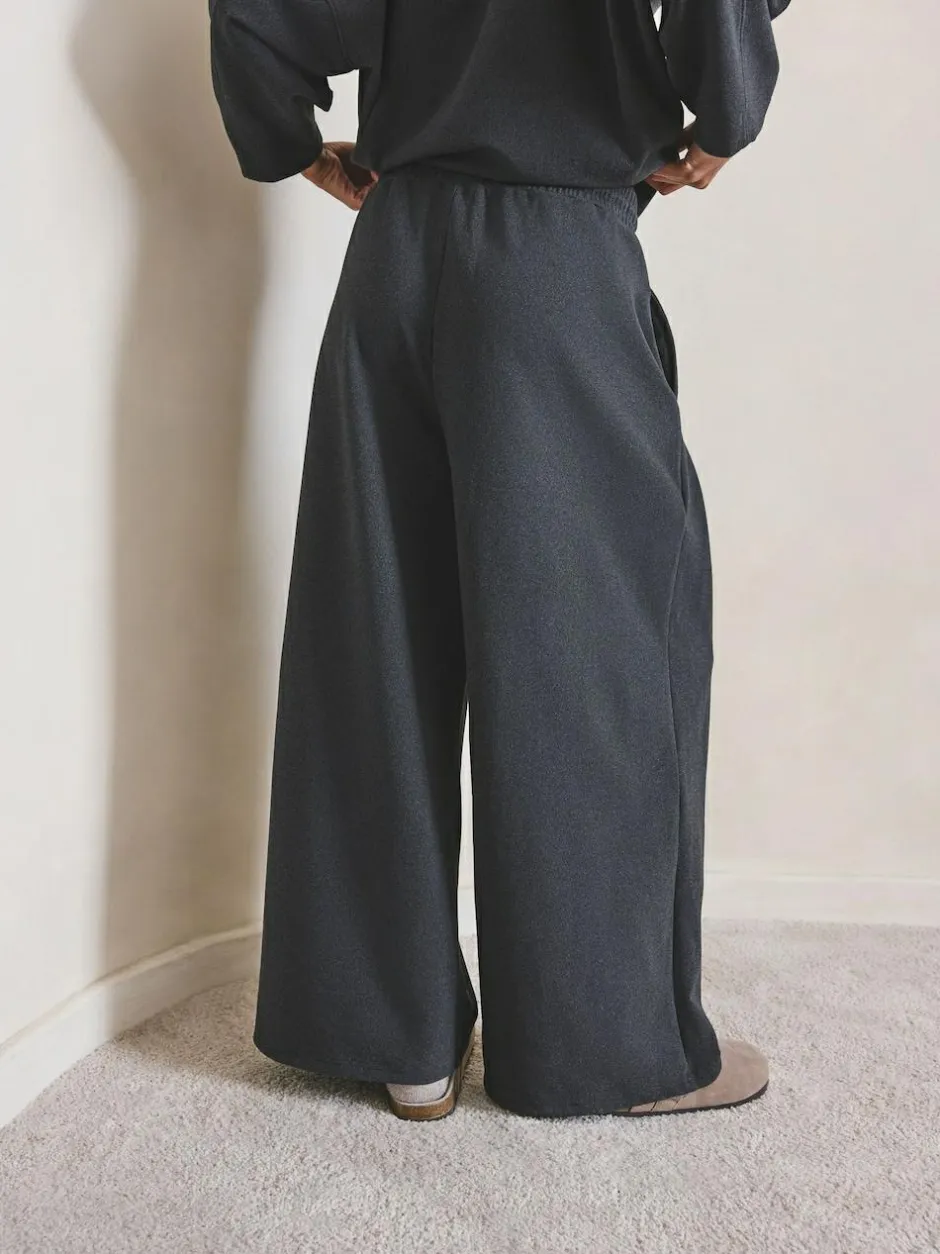 Next N.Premium Wide Leg Joggers Grey Clearance