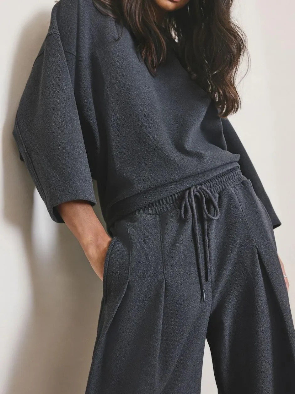 Next N.Premium Wide Leg Joggers Grey Clearance