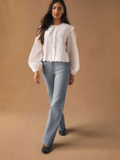 Next Patch Pocket Wide Leg Jeans Grey Sale
