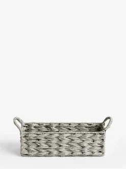 Next Plastic Wicker Small Storage Basket Grey Hot