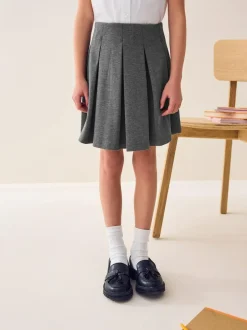 Next Pull on Jersey Stretch Pleated School Skirt (3-17yrs) Grey Outlet