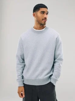 Next Grey Regular Fit Heavyweight Cotton Rich Crew Neck Sweatshirt Sale
