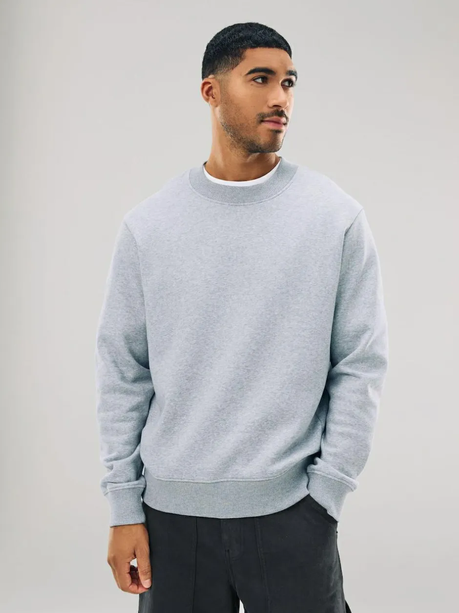 Next Grey Regular Fit Heavyweight Cotton Rich Crew Neck Sweatshirt Sale