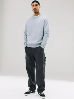 Next Grey Regular Fit Heavyweight Cotton Rich Crew Neck Sweatshirt Sale