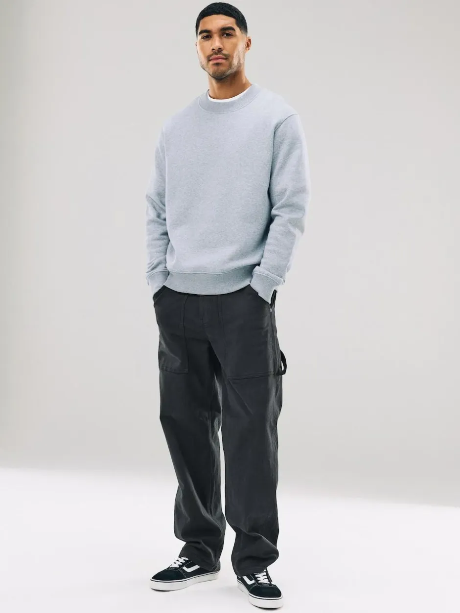 Next Grey Regular Fit Heavyweight Cotton Rich Crew Neck Sweatshirt Sale