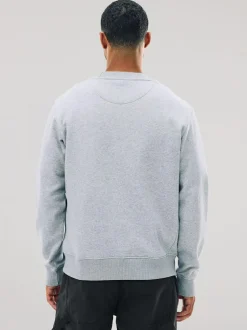 Next Grey Regular Fit Heavyweight Cotton Rich Crew Neck Sweatshirt Sale