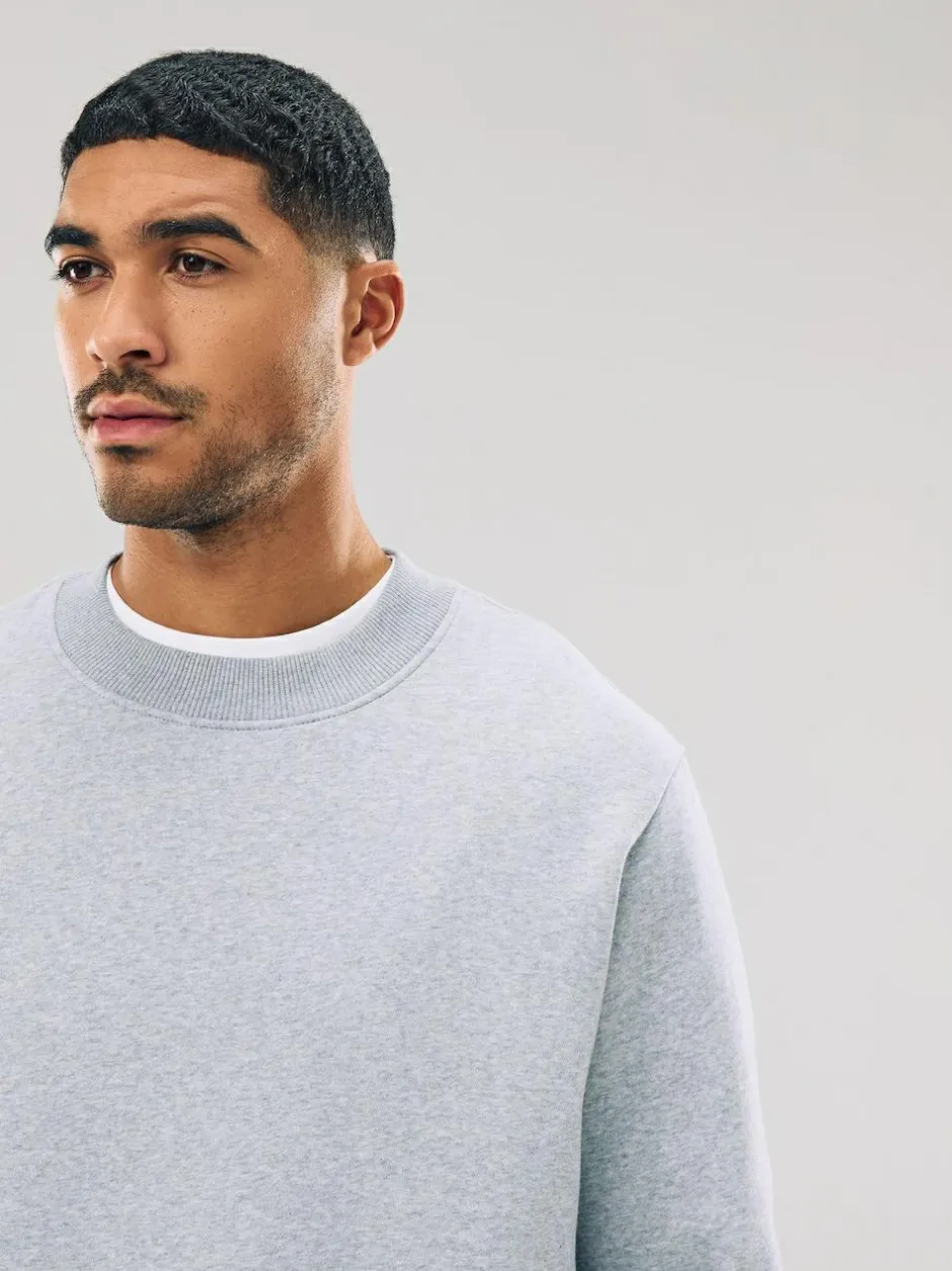 Next Grey Regular Fit Heavyweight Cotton Rich Crew Neck Sweatshirt Sale