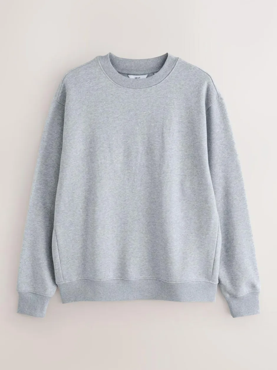 Next Grey Regular Fit Heavyweight Cotton Rich Crew Neck Sweatshirt Sale