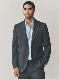 Next Grey Regular Fit Texture Motionflex Stretch Suit Jacket Best