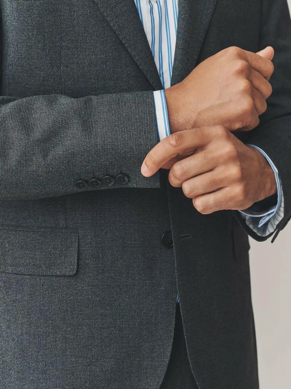 Next Grey Regular Fit Texture Motionflex Stretch Suit Jacket Best