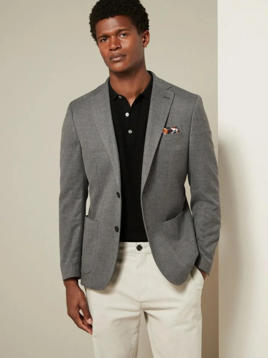 Next Regular Fit Textured Smart Blazer Grey