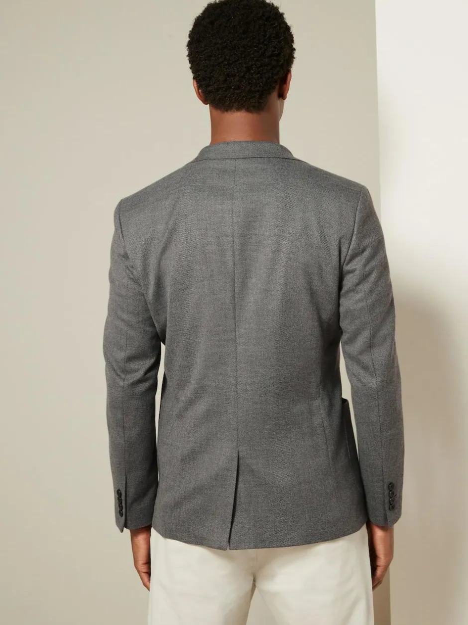 Next Regular Fit Textured Smart Blazer Grey