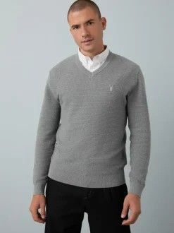 Next Regular Fit Textured Oxford Mock Shirt Jumper Grey Discount