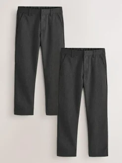 Next Regular Leg School Trousers 2 Pack (3-17yrs) Grey Discount