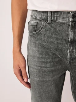 Next Regular Tapered Fit Authentic Stretch Denim Jeans Grey Clearance
